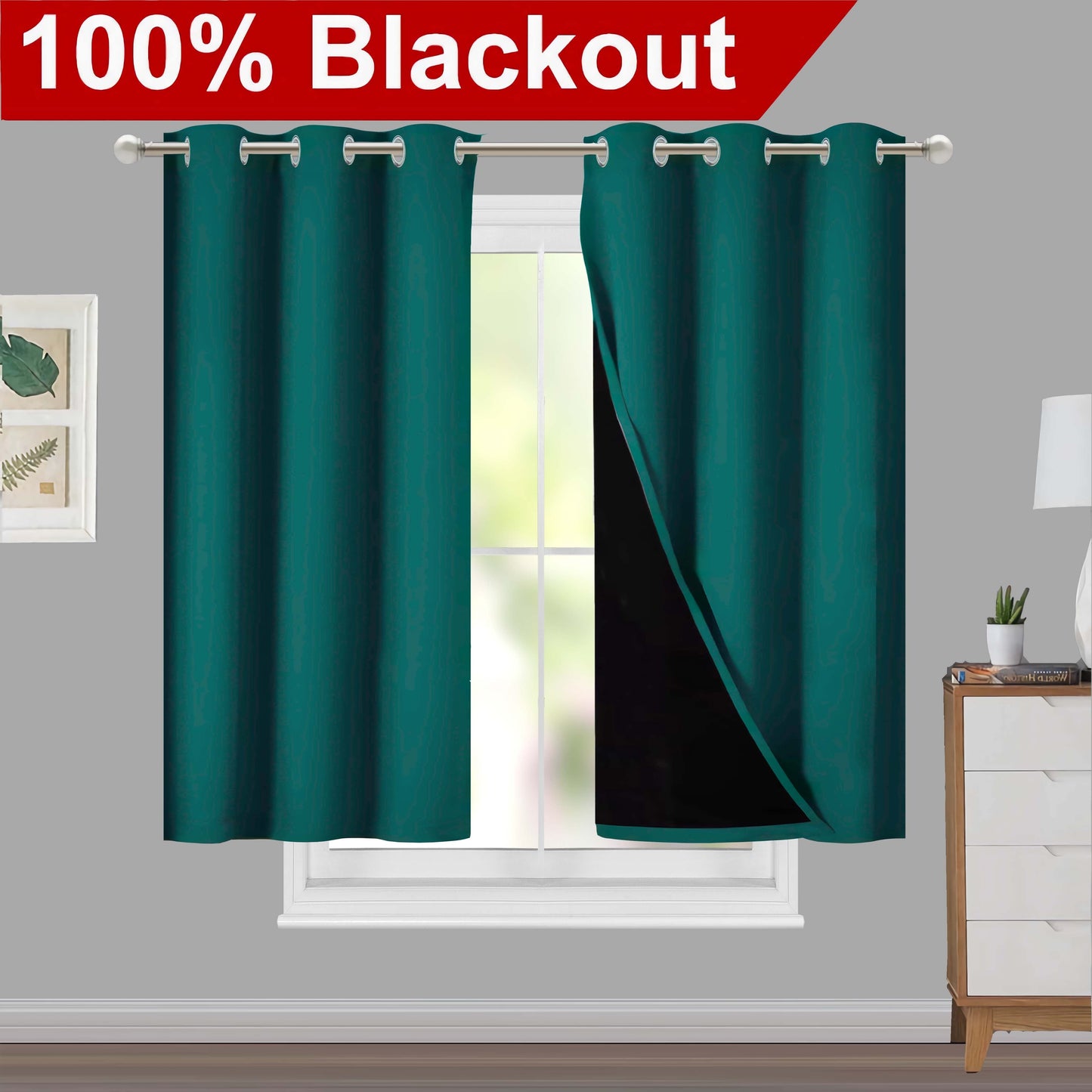 Klassische Blackout-Vorhänge mit Ösen – Thermisch isolierter, nicht bleichbarer Stoff für Wohnzimmer, Schlafzimmer, Küche, stilvolle Wohnkultur