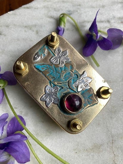 Frendorf | Mikro-Blumenpresse | Handgefertigt aus Silber & Messing | Inkl. 10 Blätter Herbarium-Papier