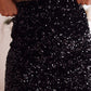 Frendorf | Schwarzer Party Pailletten Bodycon Minirock
