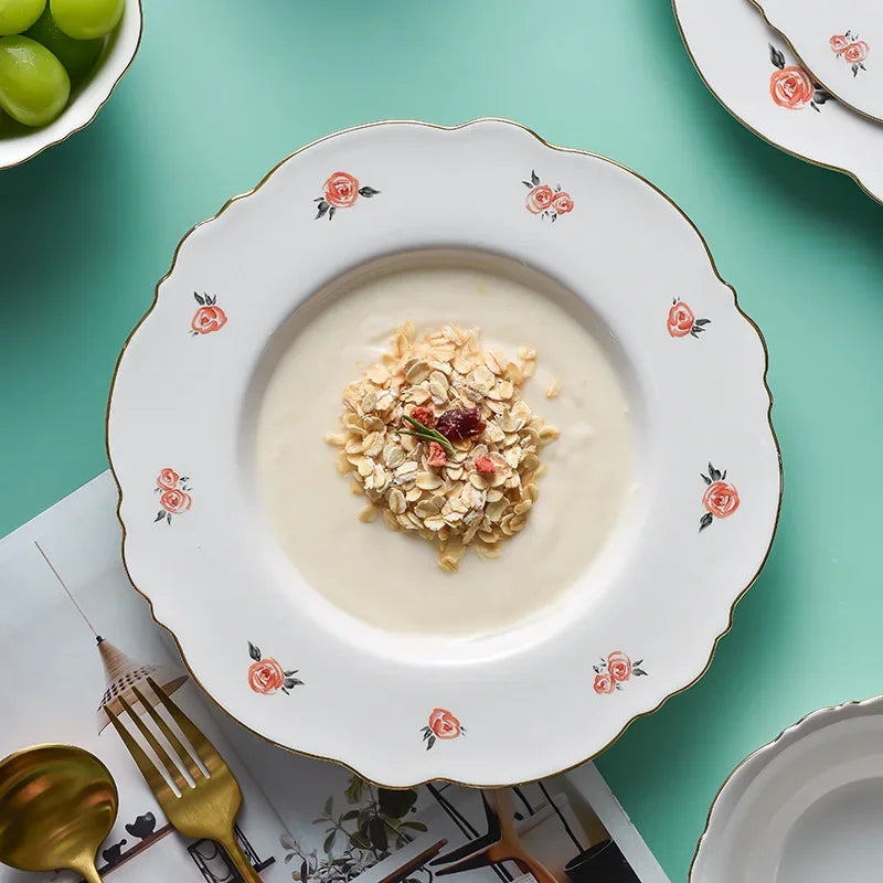 Kawaii Scoop Platte Keramik Schüssel Salat Löffel Steak Teller Geschirr