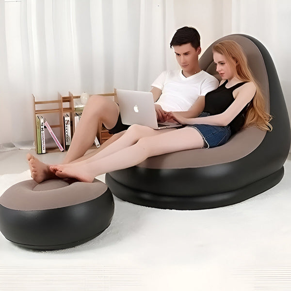 Frendorf | Aufblasbarer Komfortsessel mit Fußstütze