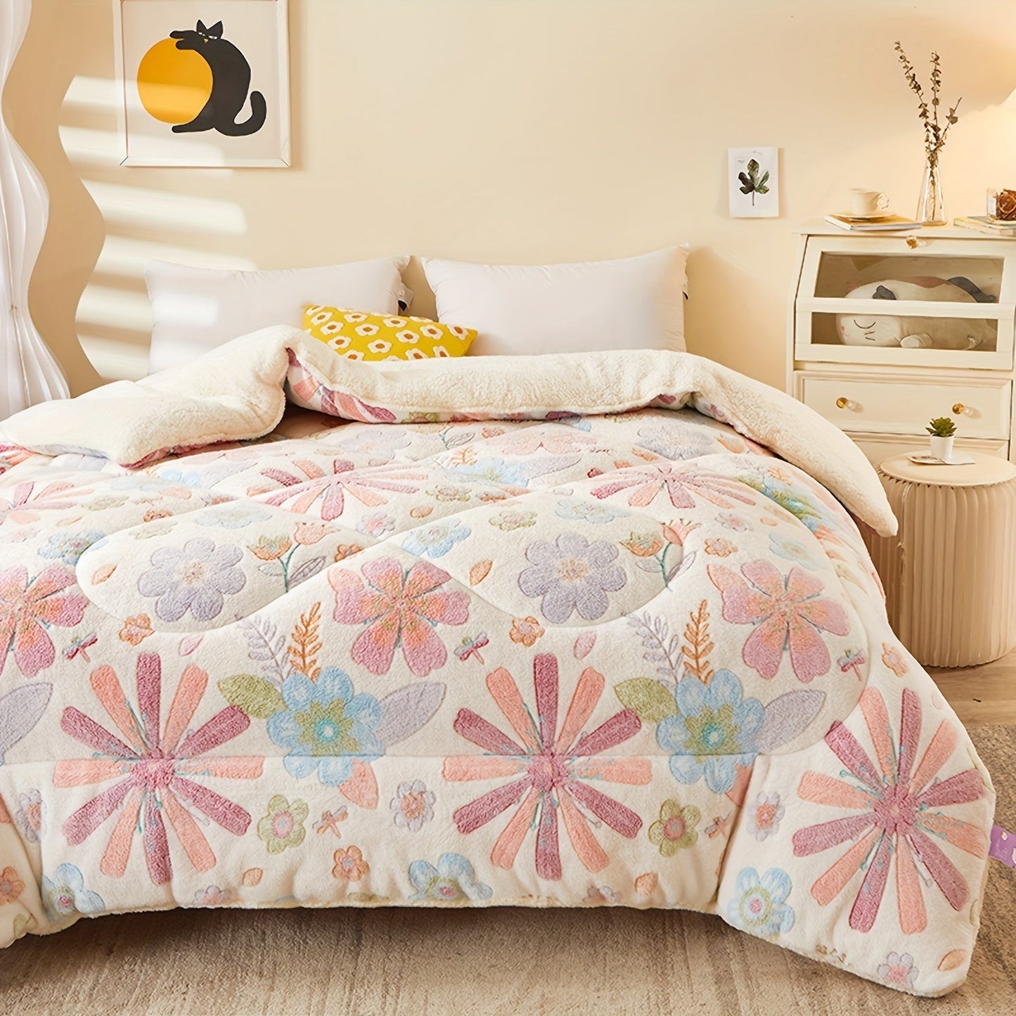 Frendorf | Bequiltiger floraler Flanellbettbezug für das Schlafzimmer