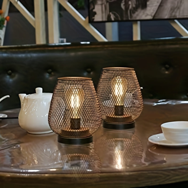 RusticMesh Tischlampen Set – Industrieller Stil und Stimmungsvolle Beleuchtung