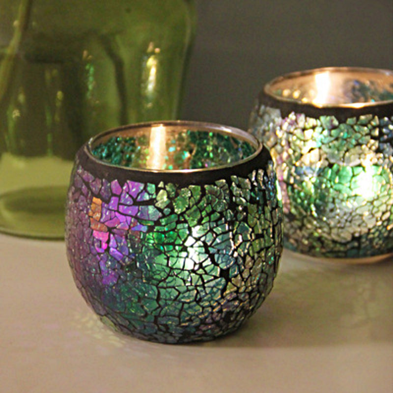 Frendorf Europäischer Retro Glas Mosaik Teelichthalter