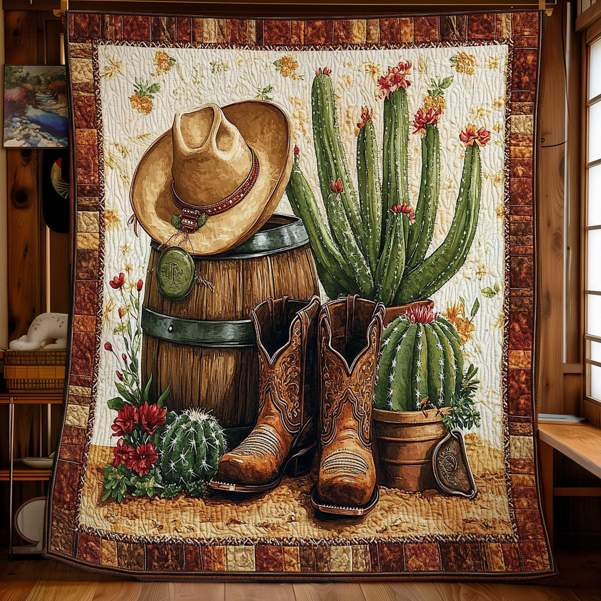 Cowboy In Desert Quilt