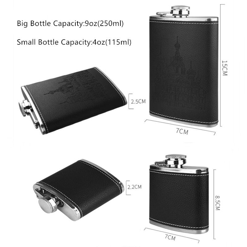 9oz Hochwertiges Edelstahl 304 Flachmann-Set Whiskey Wein Flasche Alkohol Getränkeflasche Reise Trinkgeschirr Für Geschenke