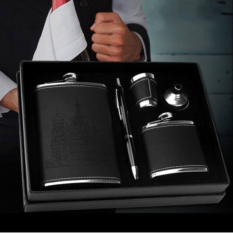 9oz Hochwertiges Edelstahl 304 Flachmann-Set Whiskey Wein Flasche Alkohol Getränkeflasche Reise Trinkgeschirr Für Geschenke