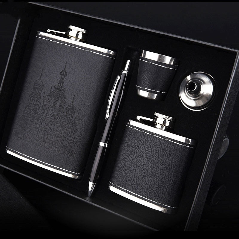 9oz Hochwertiges Edelstahl 304 Flachmann-Set Whiskey Wein Flasche Alkohol Getränkeflasche Reise Trinkgeschirr Für Geschenke