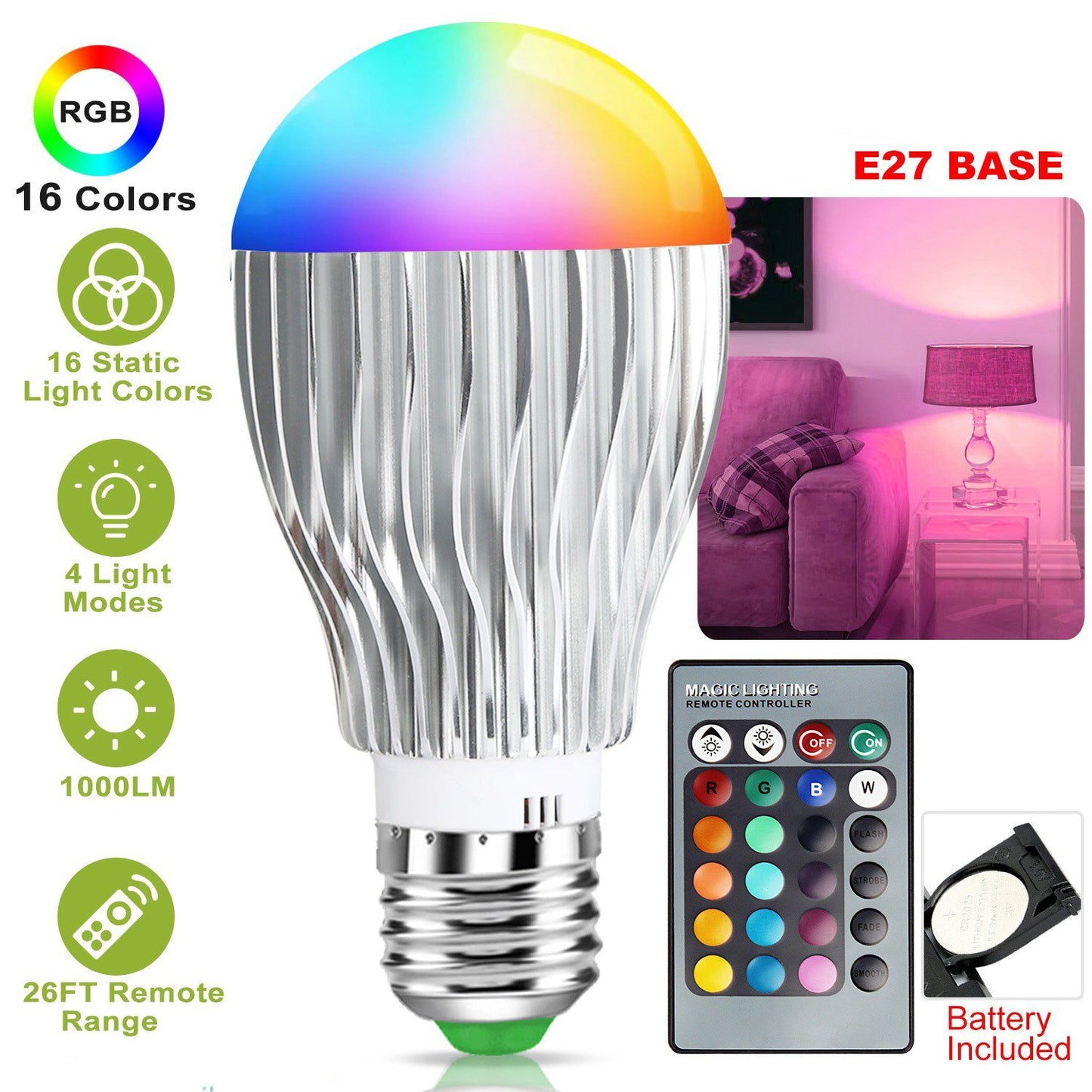 Frendorf | 9W LED Glühlampe E27 RGB Lampe