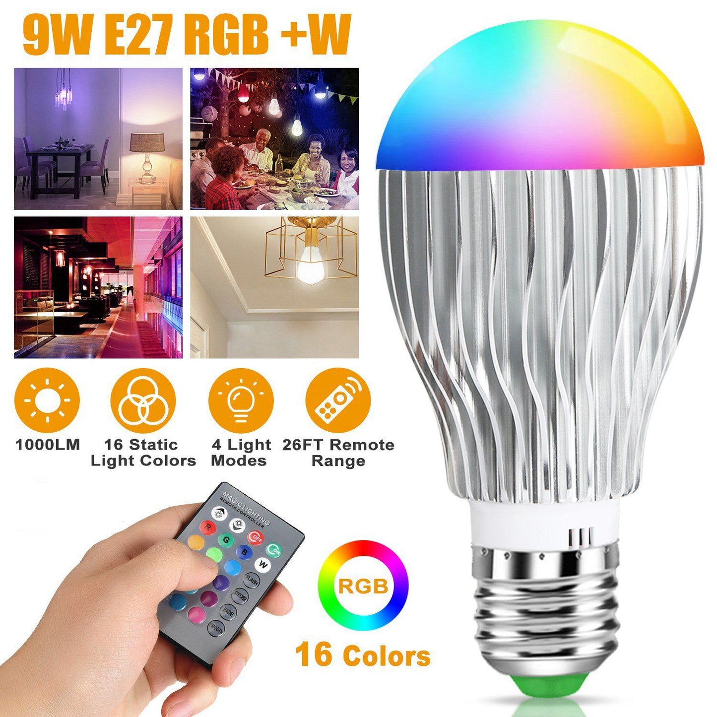 Frendorf | 9W LED Glühlampe E27 RGB Lampe