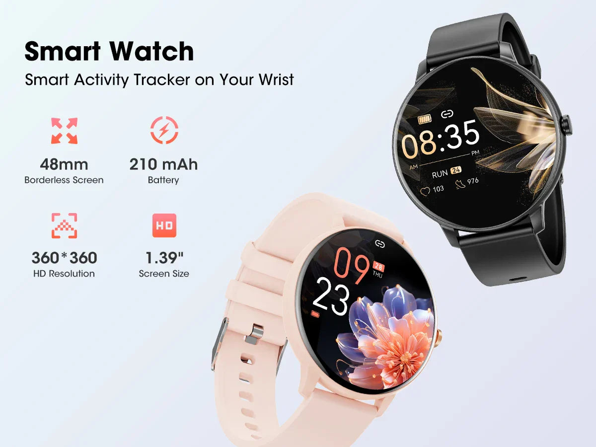 Frendorf | Neue 1,39'' Slim Touchscreen IP67 Wasserdichter Fitness Tracker Sport Smartwatch für Frauen