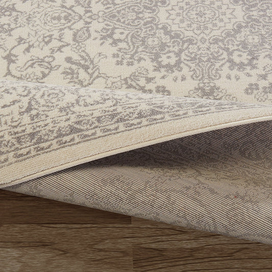 Frendorf | IvoryGrace Oriental Teppich | Design in Elfenbein & Grau | Pflegeleicht & Weich | Wohnzimmer & Flur