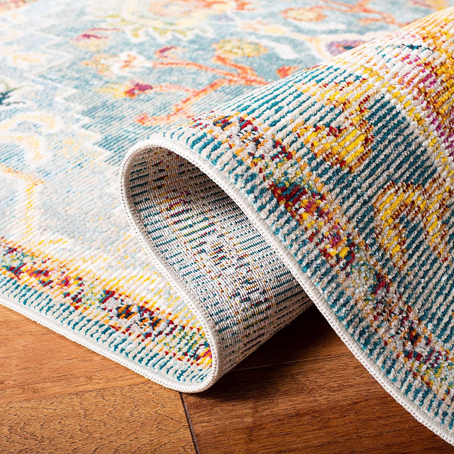 Boho Chic Oriental Medaillon Abgenutzter Teppich, Orange Teal