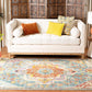 Boho Chic Oriental Medaillon Abgenutzter Teppich, Orange Teal