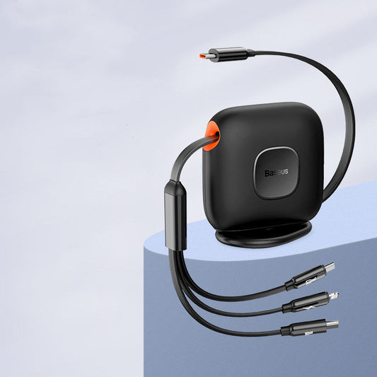 Frendorf | 3-in-1 ausziehbares drehbares Ladekabel, mit Lightning, Type-C & Micro, für Handys & Tablets