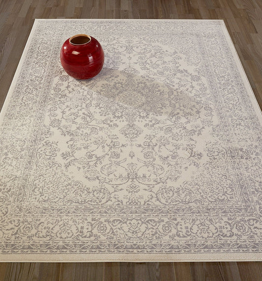 Frendorf | IvoryGrace Oriental Teppich | Design in Elfenbein & Grau | Pflegeleicht & Weich | Wohnzimmer & Flur