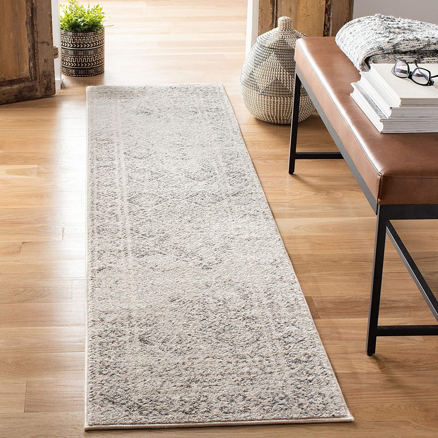 Marokkanischer Boho Abgenutzter Teppich Ivory / Grau