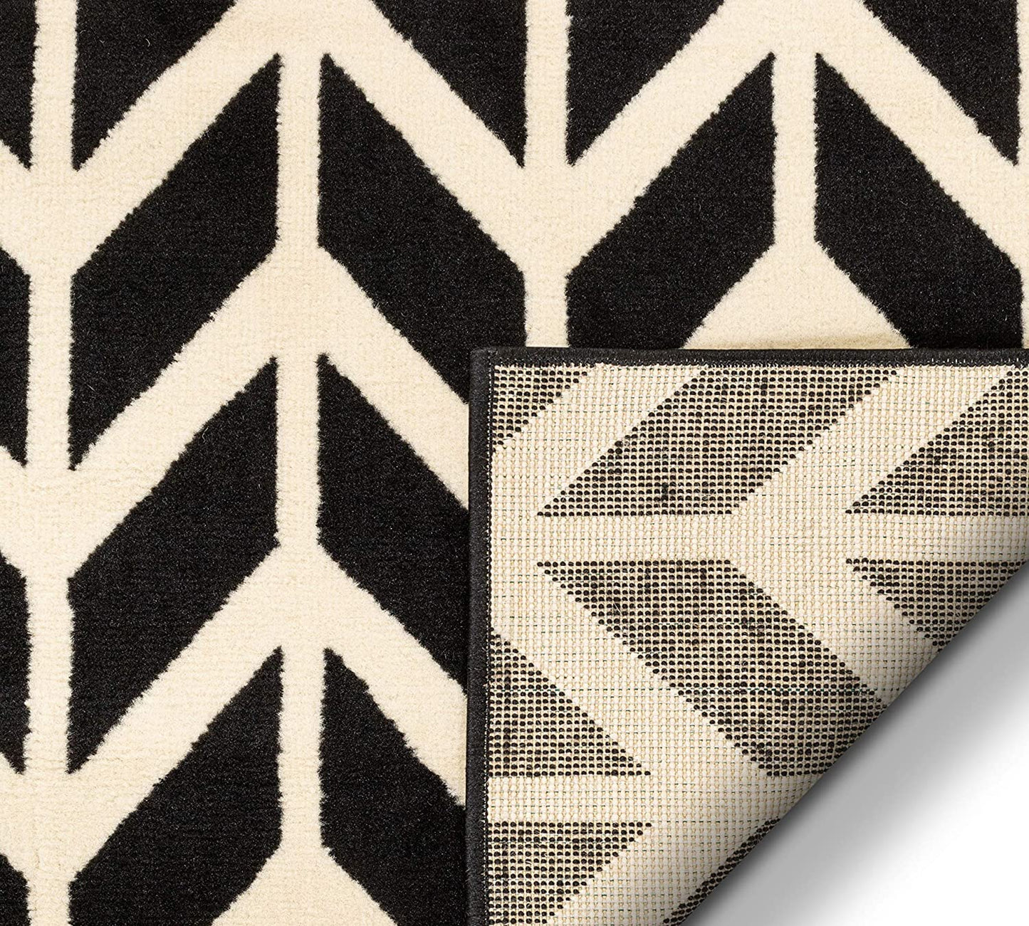 Miami Bourban Chevron Schwarz Modernes Teppich