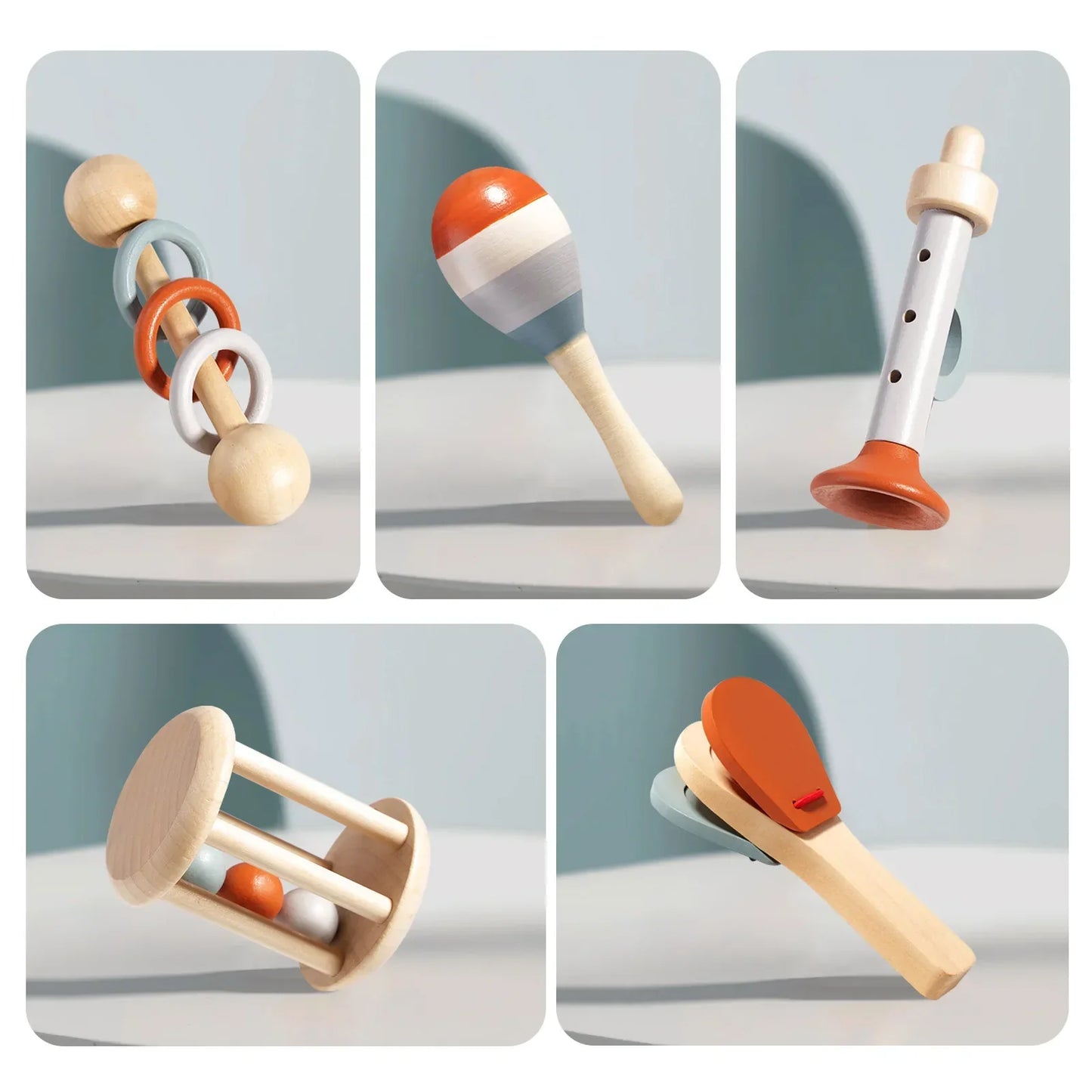 Frendorf | Holz Montessori Musikinstrumenten Set für Kleinkinder - Professionell gestimmtes Xylophon, Maracas und mehr - Bildungs Geschenk für Vorschulkinder