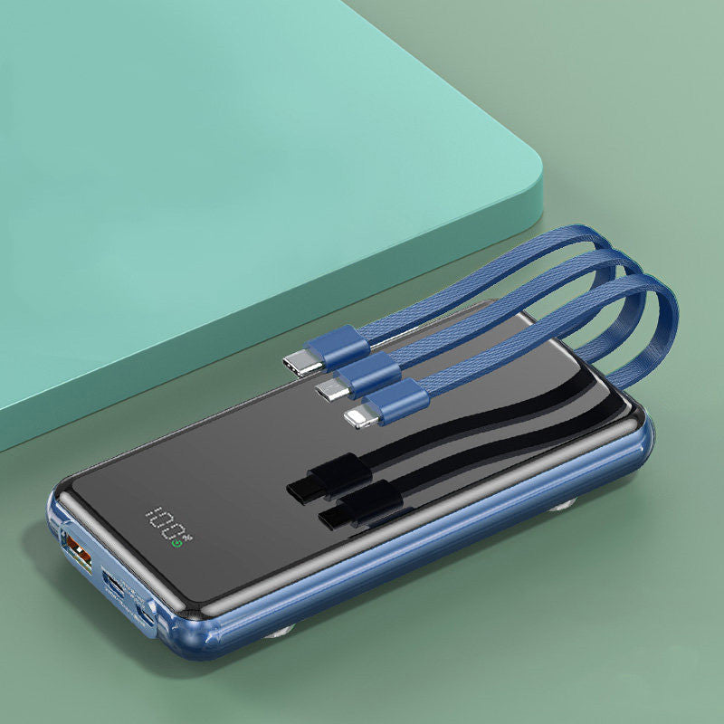 Frendorf | 10000mAh Powerbank, mit integrierten Ladekabeln, 4 Ausgängen und 3 Eingängen, 22,5W/PD18W Schnellladung