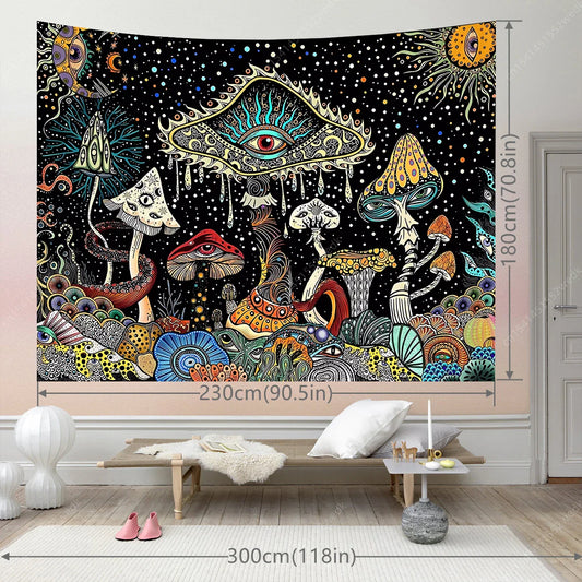 Hippie Pilz Wandteppich Augen Wandteppich Trippy Meer Wandteppich Pfau Bohemian Wandteppich Abstrakt Ozean Wandteppich Wandhänger