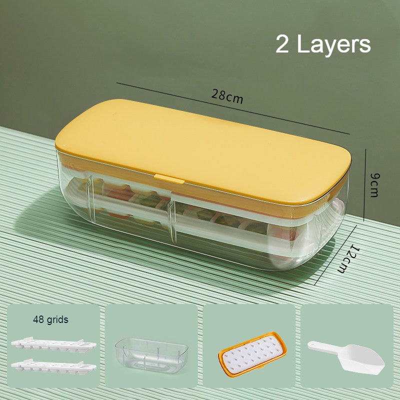 Frendorf | 2-Schicht 48 Fächer Eiswürfelschale, mit klarem Eiswürfel-Storage-Box