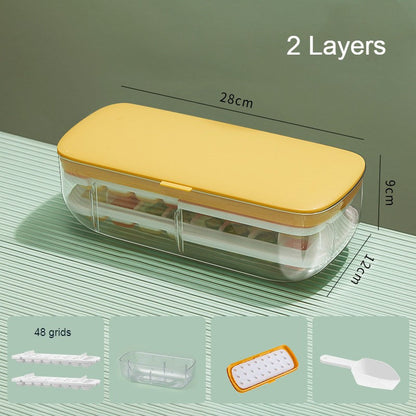 Frendorf | 2-Schicht 48 Fächer Eiswürfelschale, mit klarem Eiswürfel-Storage-Box