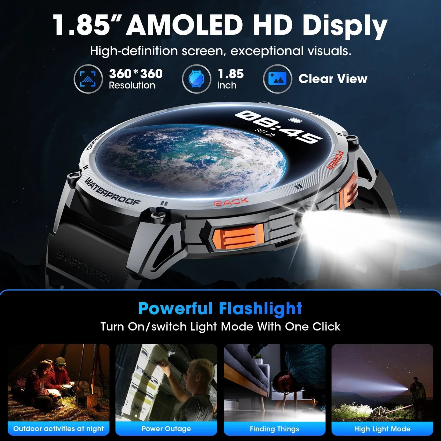 Frendorf | Neue 1,85'' große HD-Bildschirm Sport Fitness Tracker Smart Watch für Android IOS