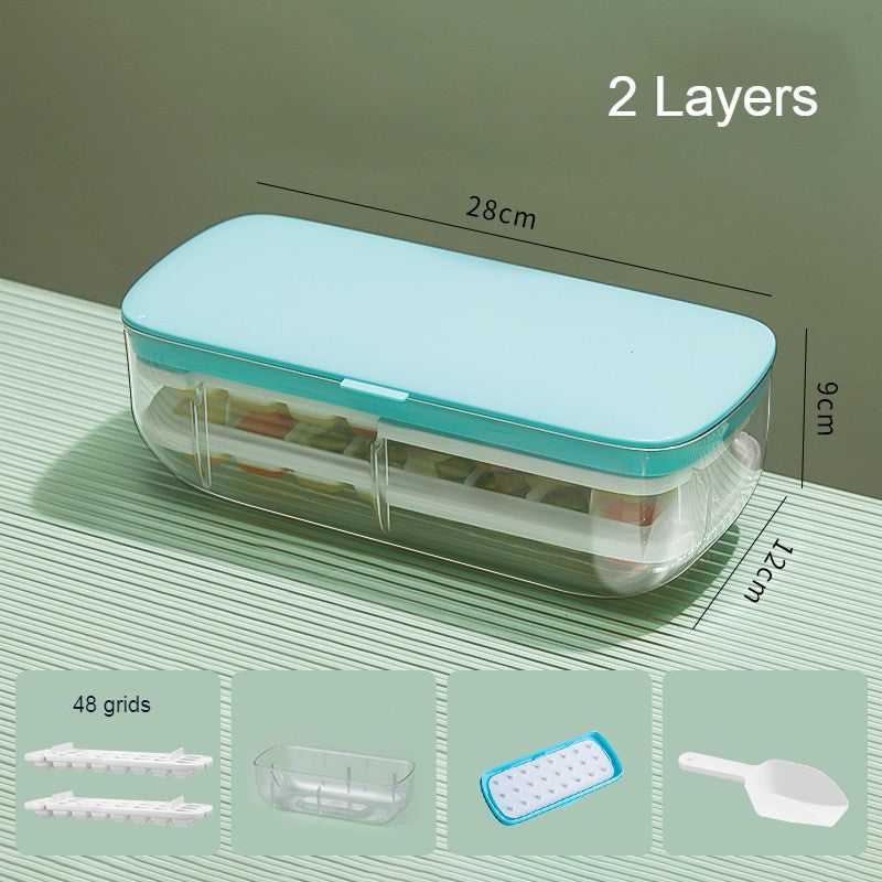 Frendorf | 2-Schicht 48 Fächer Eiswürfelschale, mit klarem Eiswürfel-Storage-Box