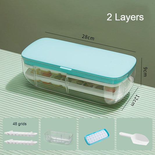Frendorf | 2-Schicht 48 Fächer Eiswürfelschale, mit klarem Eiswürfel-Storage-Box
