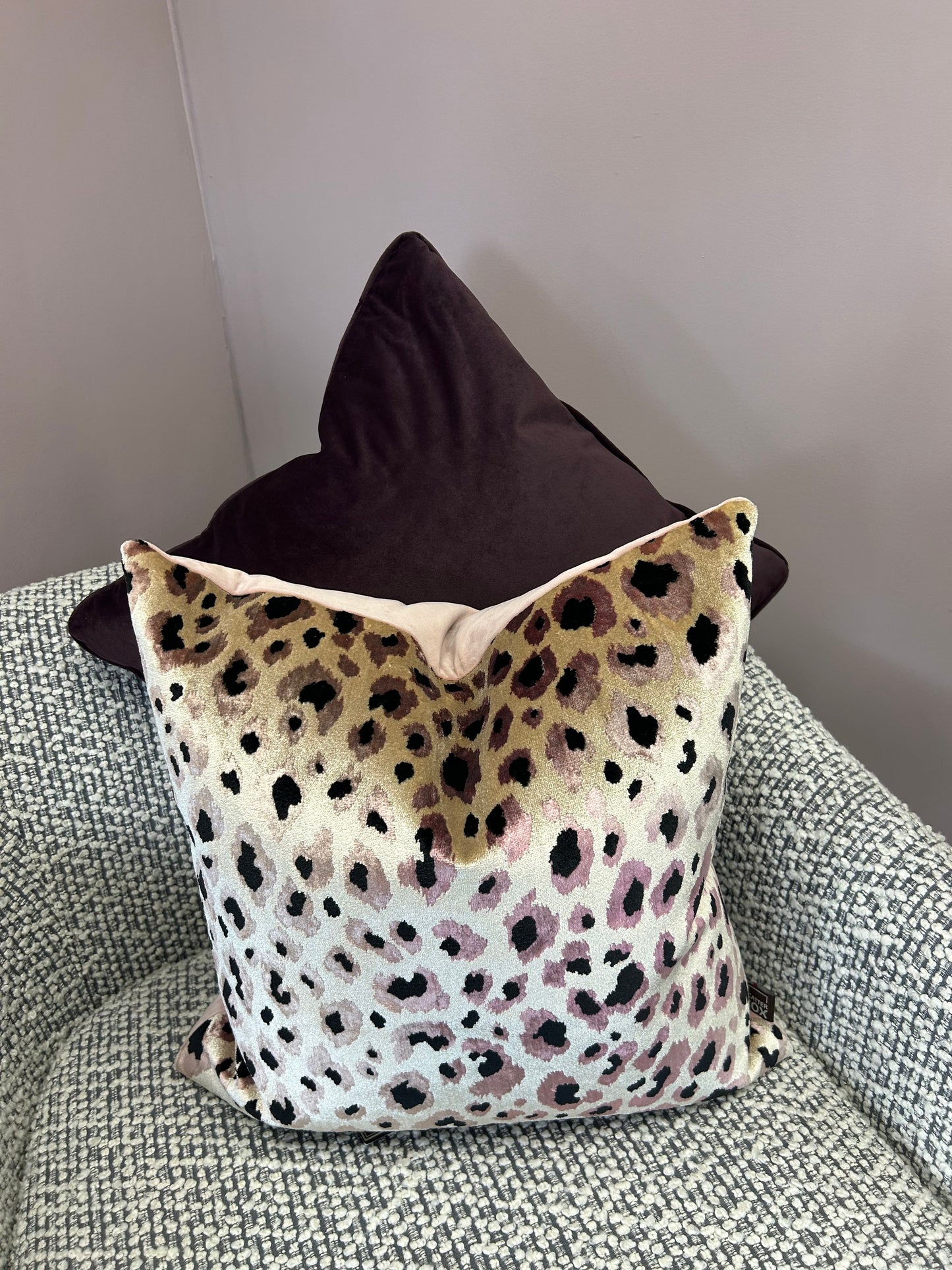 Einfarbiges Aubergine Samt Innenkissen - 43 cm x 43 cm