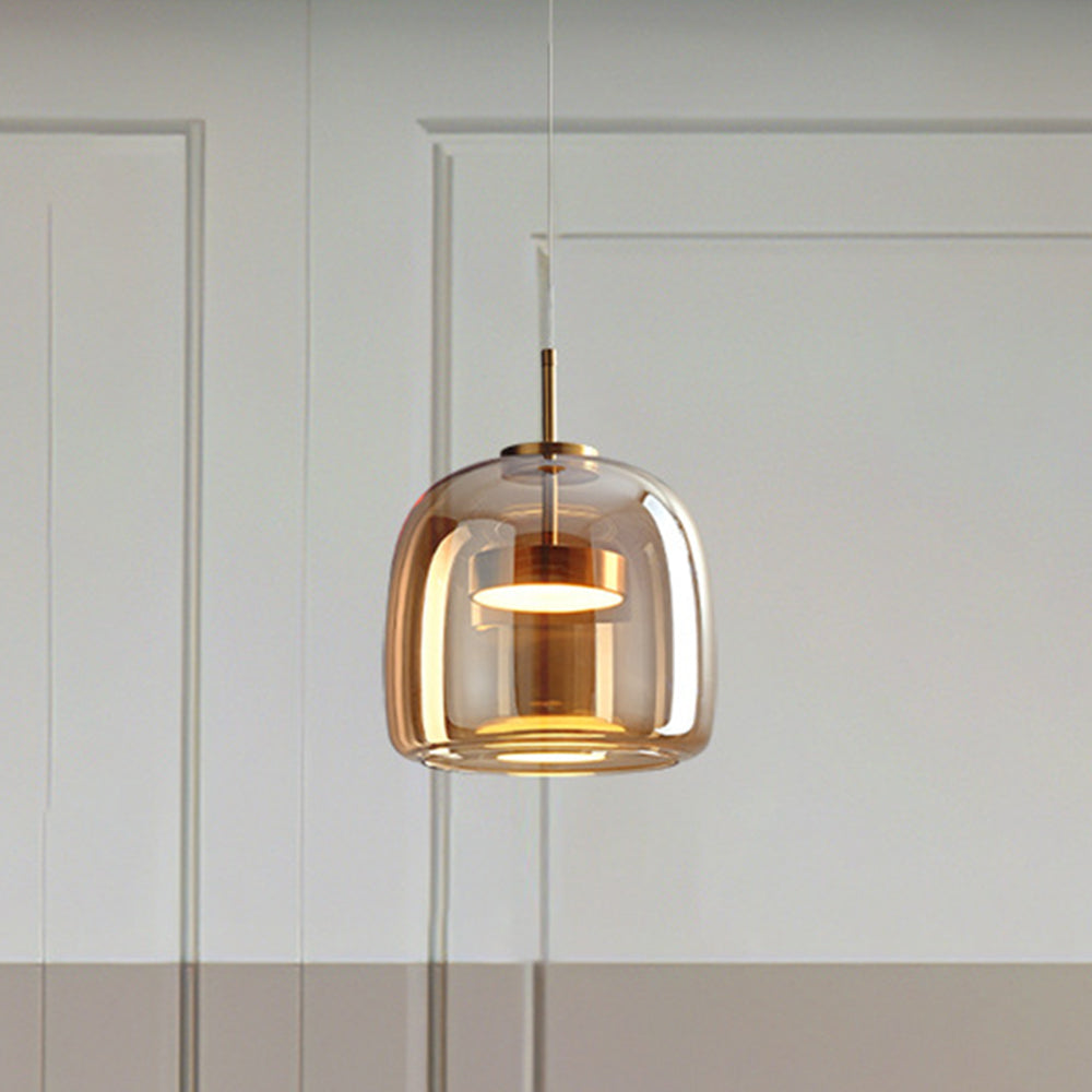 Frendorf | AmberGlow LED Pendelleuchte | Retro Metall & Glas | Elegante Raumbeleuchtung