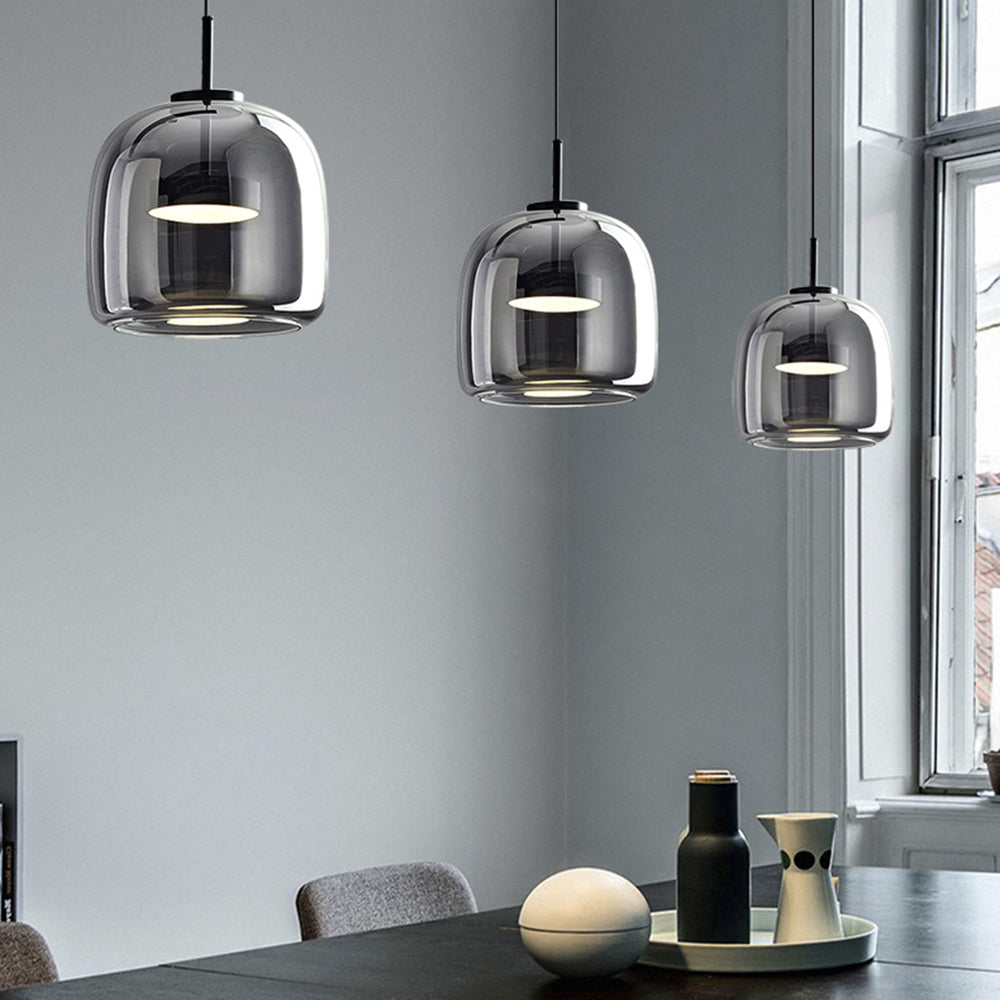 Frendorf | AmberGlow LED Pendelleuchte | Retro Metall & Glas | Elegante Raumbeleuchtung