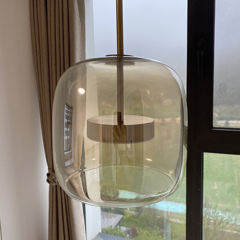 Frendorf | AmberGlow LED Pendelleuchte | Retro Metall & Glas | Elegante Raumbeleuchtung