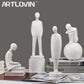 ARTLOVIN Abstrakte Menschen Statue Tischplatte Harz Figuren Lesen Skulpturen Modern Weiß Heimdekoration Ornamente Vintage Grau