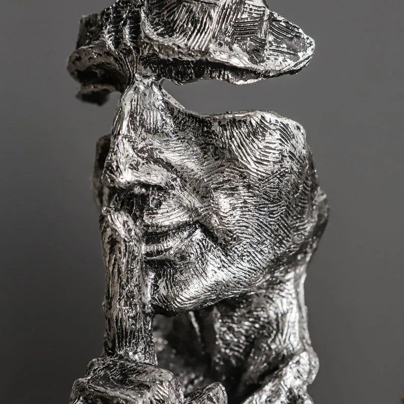ARTLOVIN Vintage Denker Figurine Abstraktes Gesicht Kunstskulptur No Hören/Sprechen/Sehen Moderne Heimharz Dekorative Schreibtischdekorationen