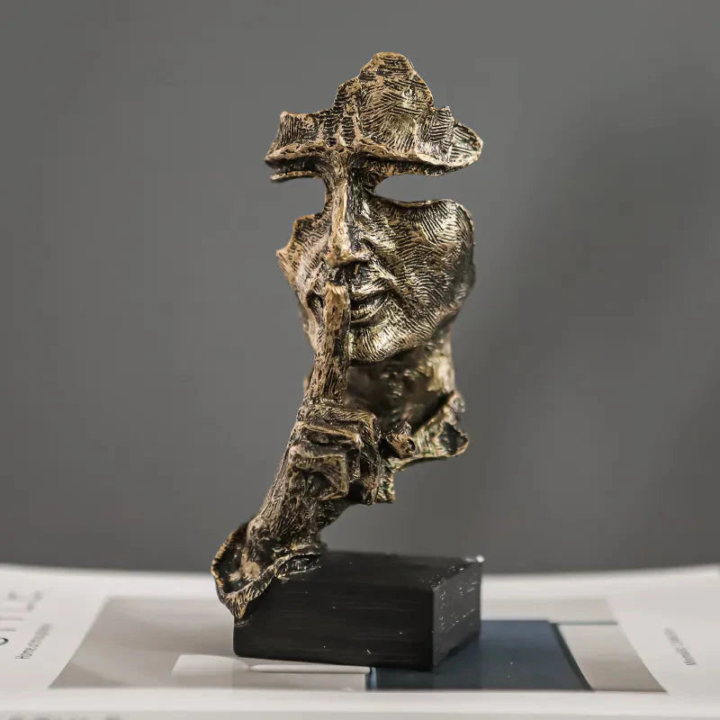 ARTLOVIN Vintage Denker Figurine Abstraktes Gesicht Kunstskulptur No Hören/Sprechen/Sehen Moderne Heimharz Dekorative Schreibtischdekorationen