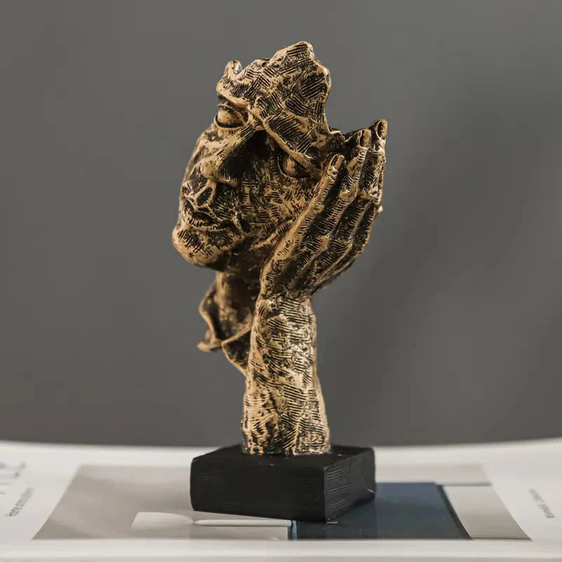ARTLOVIN Vintage Denker Figurine Abstraktes Gesicht Kunstskulptur No Hören/Sprechen/Sehen Moderne Heimharz Dekorative Schreibtischdekorationen