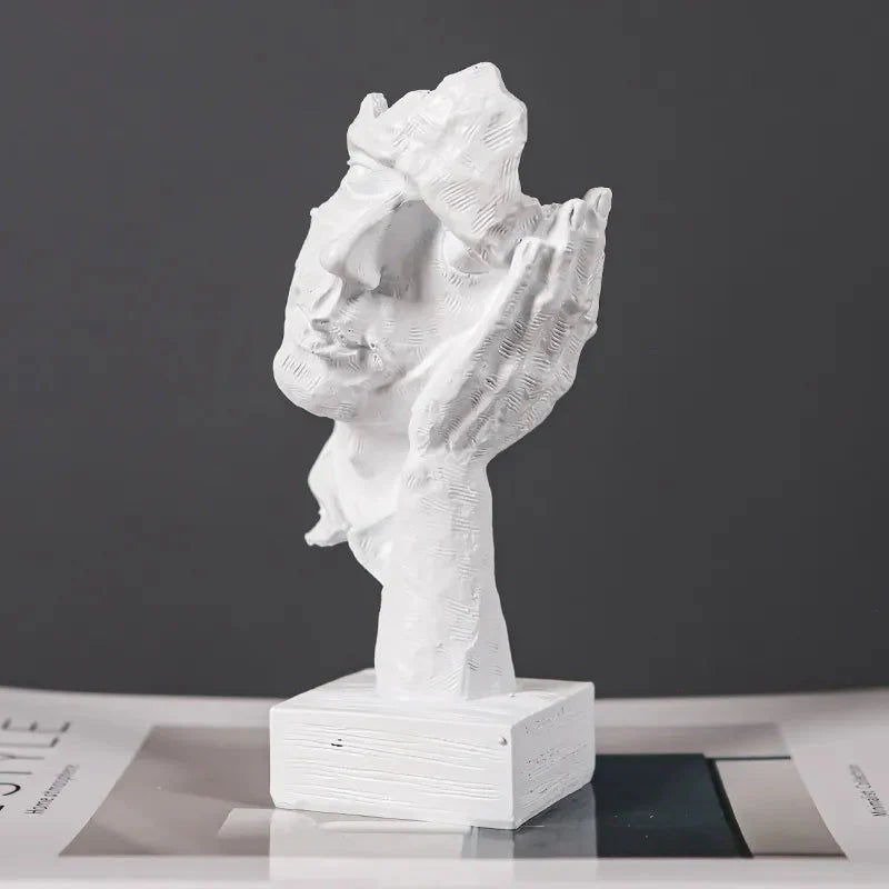 ARTLOVIN Vintage Denker Figurine Abstraktes Gesicht Kunstskulptur No Hören/Sprechen/Sehen Moderne Heimharz Dekorative Schreibtischdekorationen