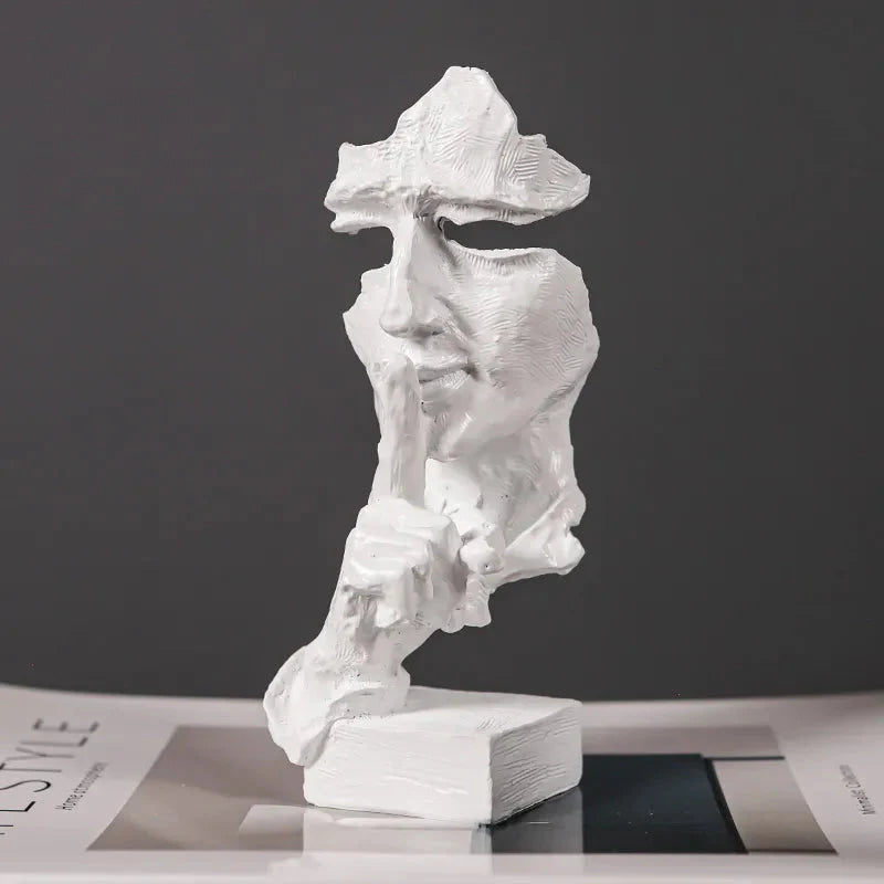 ARTLOVIN Vintage Denker Figurine Abstraktes Gesicht Kunstskulptur No Hören/Sprechen/Sehen Moderne Heimharz Dekorative Schreibtischdekorationen