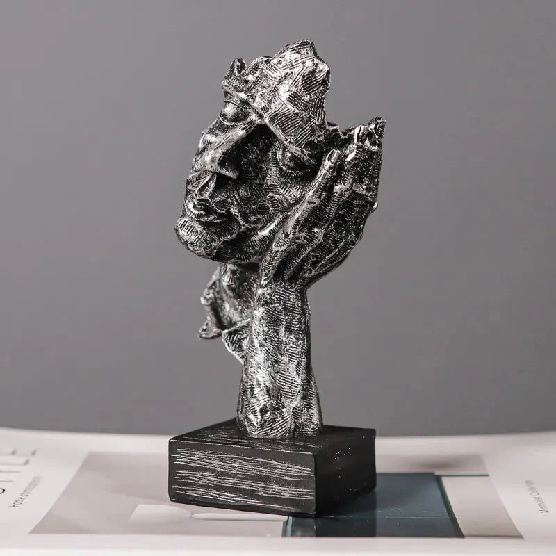 ARTLOVIN Vintage Denker Figurine Abstraktes Gesicht Kunstskulptur No Hören/Sprechen/Sehen Moderne Heimharz Dekorative Schreibtischdekorationen