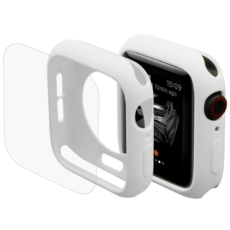 Frendorf | ENKAY Hat-Prince 2 in 1 TPU Semi-bedeckter Schalen + 3D Vollbild PET Gebogenes Wärme-Biegung HD Bildschirm Schutzfolie für Apple Watch Series 5 & 4 44mm(Weiß)