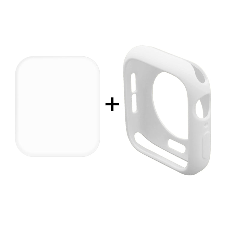 Frendorf | ENKAY Hat-Prince 2 in 1 TPU Semi-bedeckter Schalen + 3D Vollbild PET Gebogenes Wärme-Biegung HD Bildschirm Schutzfolie für Apple Watch Series 5 & 4 44mm(Weiß)