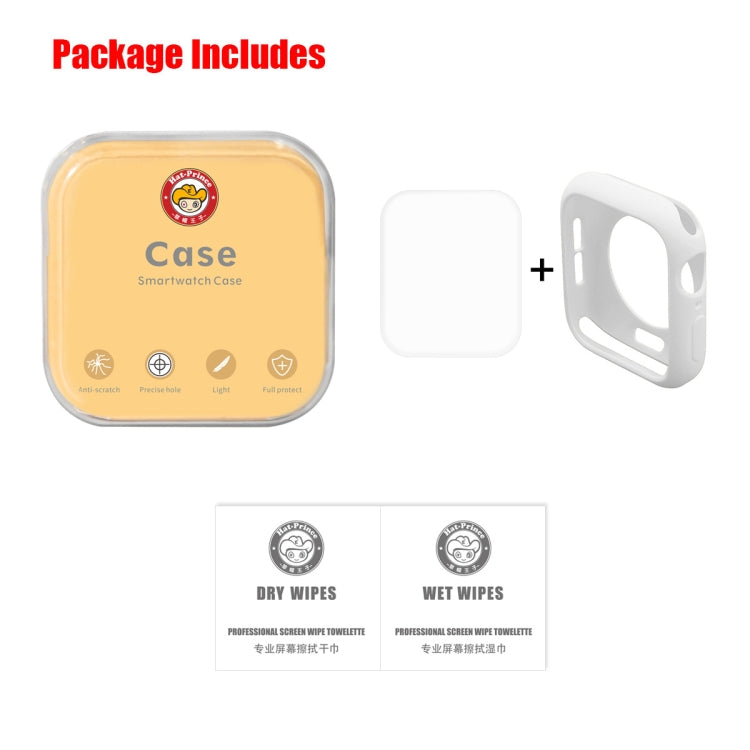 Frendorf | ENKAY Hat-Prince 2 in 1 TPU Semi-bedeckter Schalen + 3D Vollbild PET Gebogenes Wärme-Biegung HD Bildschirm Schutzfolie für Apple Watch Series 5 & 4 44mm(Weiß)