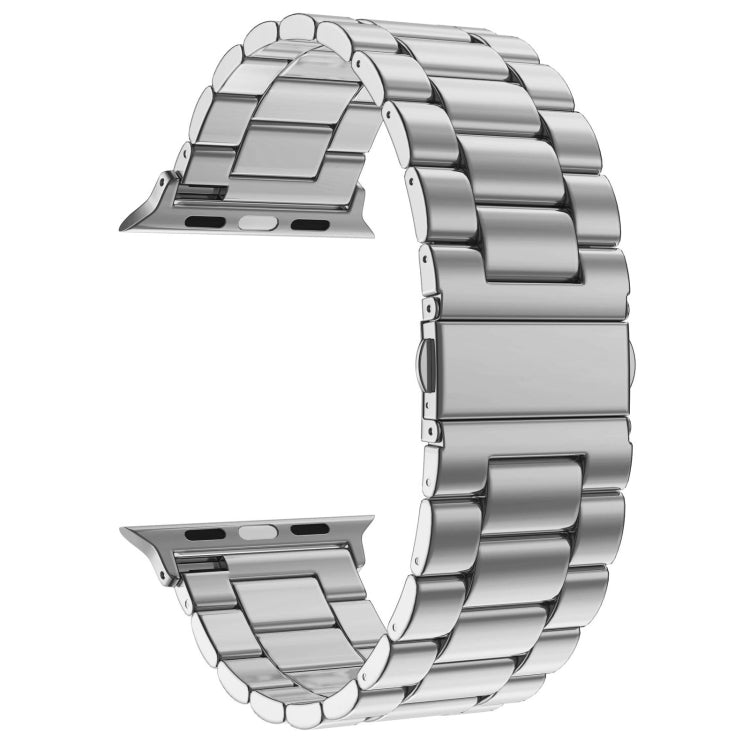 Frendorf | Für Apple Watch Series 10 42mm / 9&8&7 41mm / SE 3&SE 2&6&SE&5&4 40mm / 3&2&1 38mm Klappverschluss 3 Perlen Edelstahl Armband (Silber)