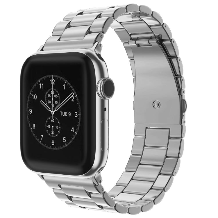 Frendorf | Für Apple Watch Series 10 42mm / 9&8&7 41mm / SE 3&SE 2&6&SE&5&4 40mm / 3&2&1 38mm Klappverschluss 3 Perlen Edelstahl Armband (Silber)
