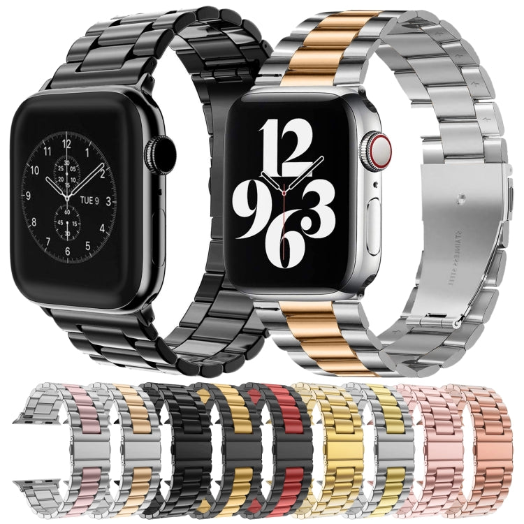 Frendorf | Für Apple Watch Series 10 42mm / 9&8&7 41mm / SE 3&SE 2&6&SE&5&4 40mm / 3&2&1 38mm Klappverschluss 3 Perlen Edelstahl Armband (Silber)