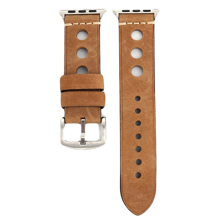Frendorf | Für Apple Watch Series 10 42mm / 9&8&7 41mm / SE 3&SE 2&6&SE&5&4 40mm / 3&2&1 38mm Retro Loch Echtes Leder Armbanduhrband (Khaki)