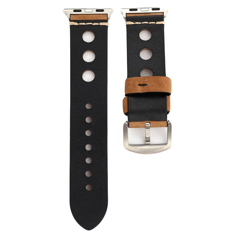 Frendorf | Für Apple Watch Series 10 42mm / 9&8&7 41mm / SE 3&SE 2&6&SE&5&4 40mm / 3&2&1 38mm Retro Loch Echtes Leder Armbanduhrband (Khaki)