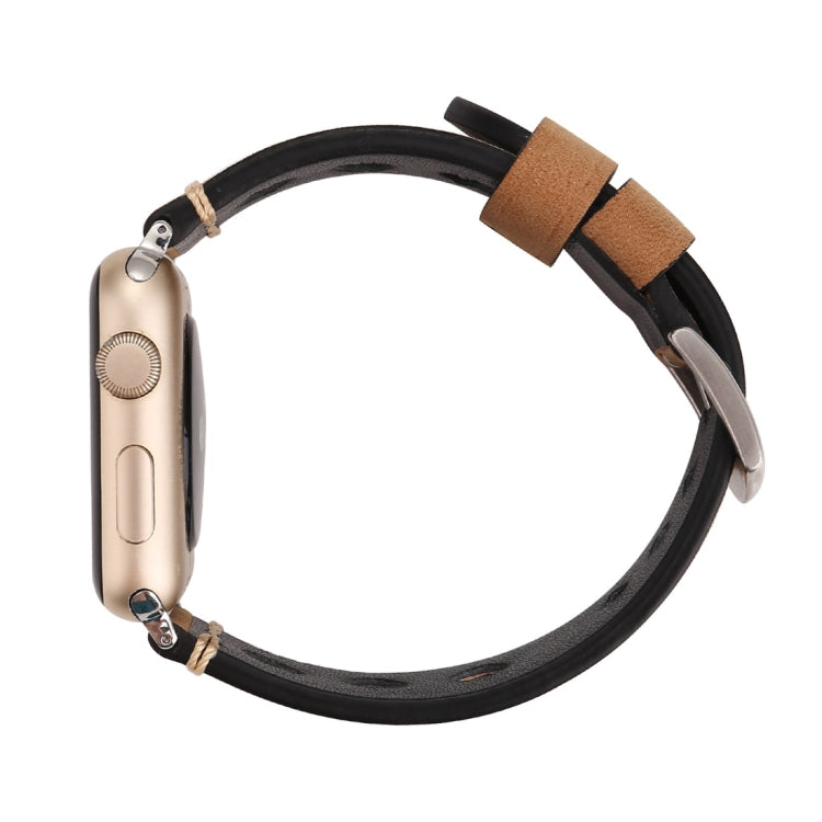 Frendorf | Für Apple Watch Series 10 42mm / 9&8&7 41mm / SE 3&SE 2&6&SE&5&4 40mm / 3&2&1 38mm Retro Loch Echtes Leder Armbanduhrband (Khaki)
